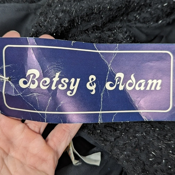 NWT Vintage Betsy & Adam Black Sparkle Midi Cocktail Party Dress Open Back 5/6 - Picture 3 of 16